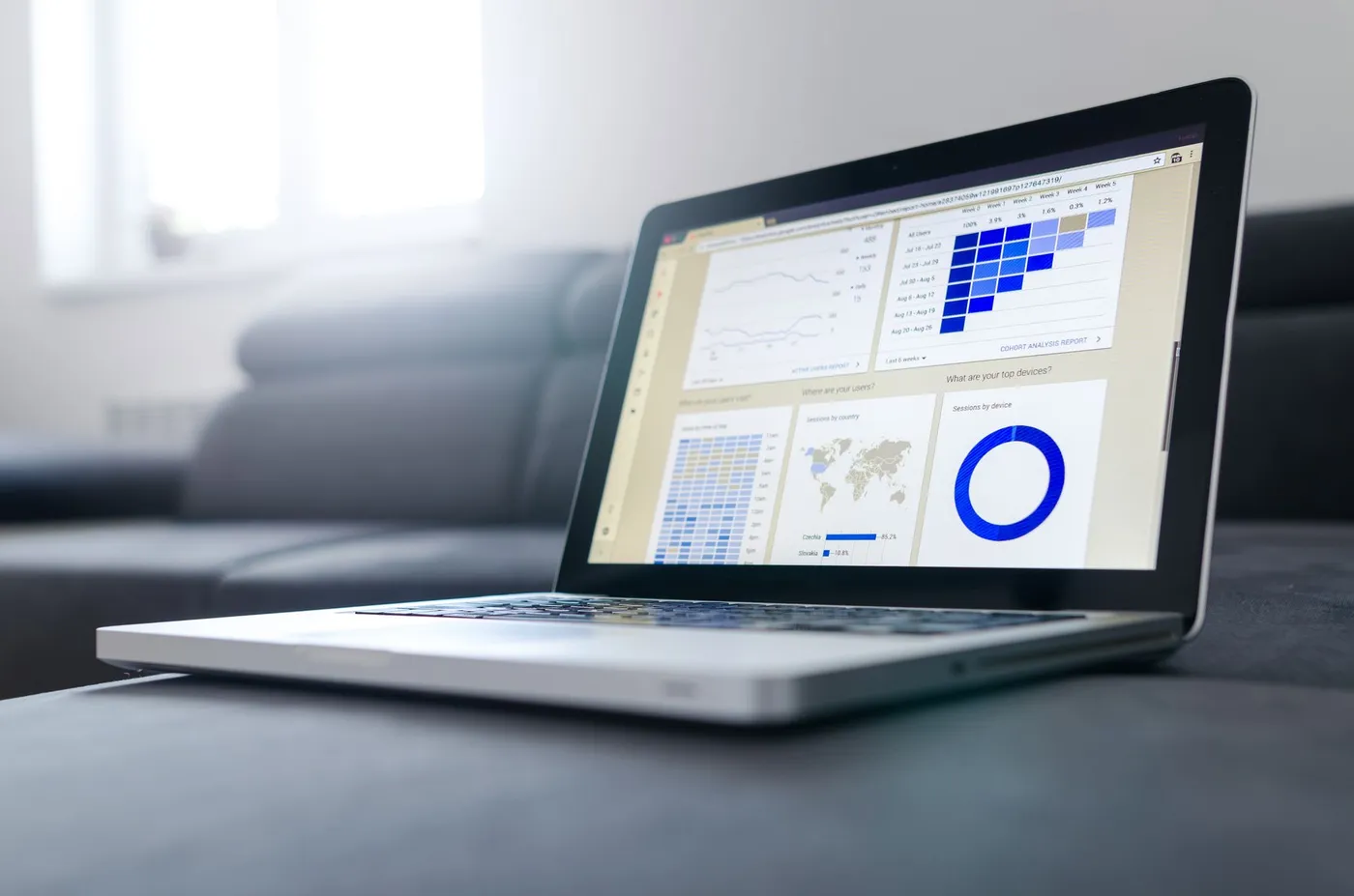 Analytics dashboard visualising payment and revenue metrics